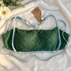 BERLOOK Green/Light Blue Jacquard Bikini Top Size XL